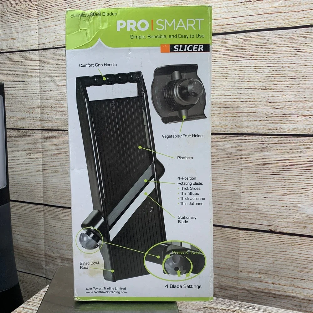 Pro Smart Slicer Vegetable Fruit Cutter 4 Blade Settings w/ Accessories Open Box